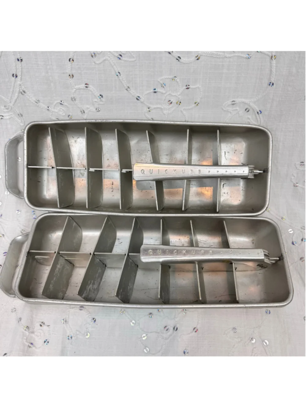 Vintage Frigidaire Quickube Ice Cube Trays Set of 2 | 1950s Aluminum Ice Trays